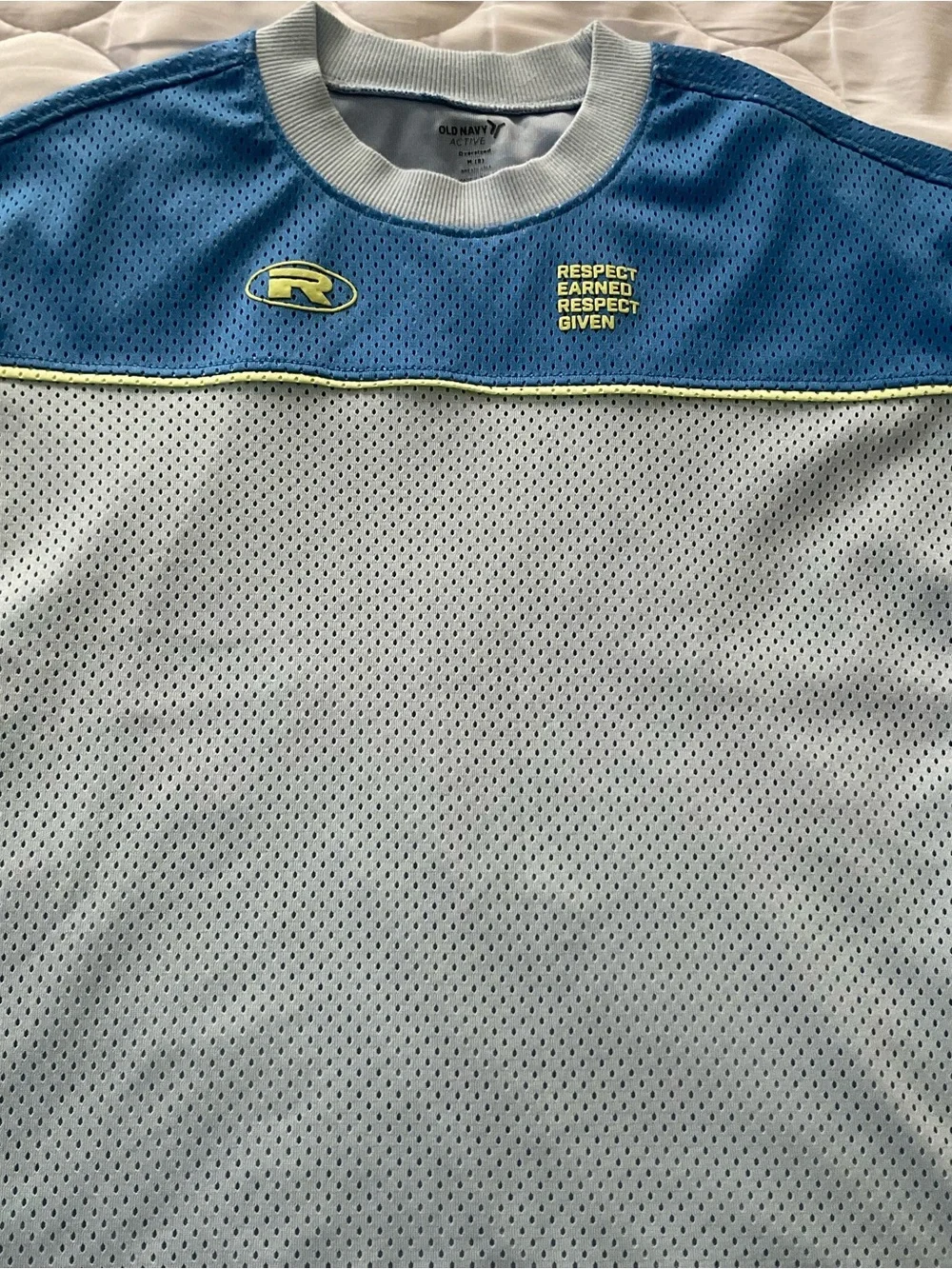 Old Navy Light Blue and Blue Mesh color-block T-shirt